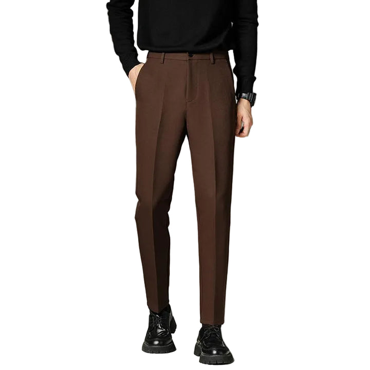 Men's Straight Fluffy Fleece Padded Suit Pants - cas7m