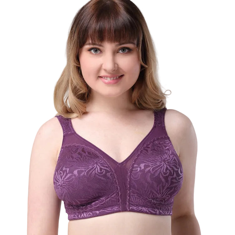 Embroidered Full-Cup Plus-Size Ultra-Thin Wireless Bra For Women - cas7m