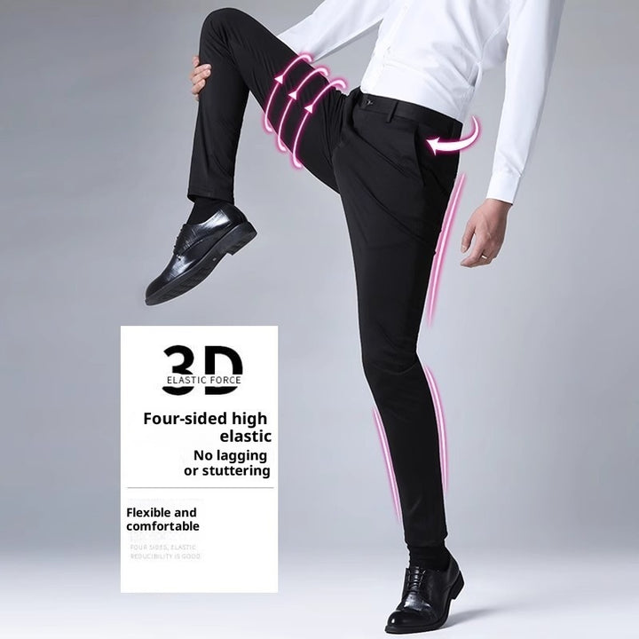 Men's Black Slim Straight Formal Pants Men's Pants - cas7m