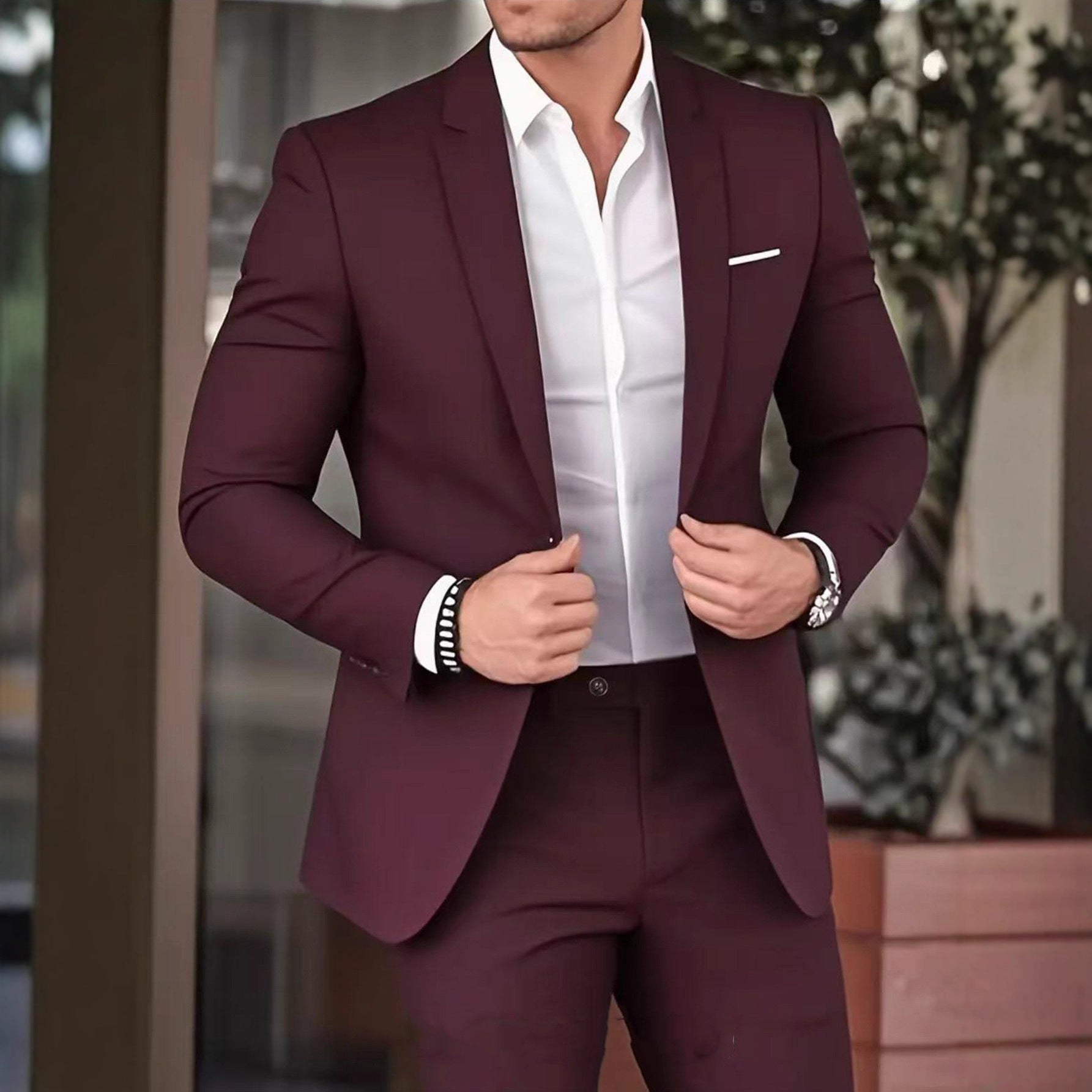 Elegant Banquet Gown Slim-Fit Fashionable Suit And Trousers For Men - cas7m