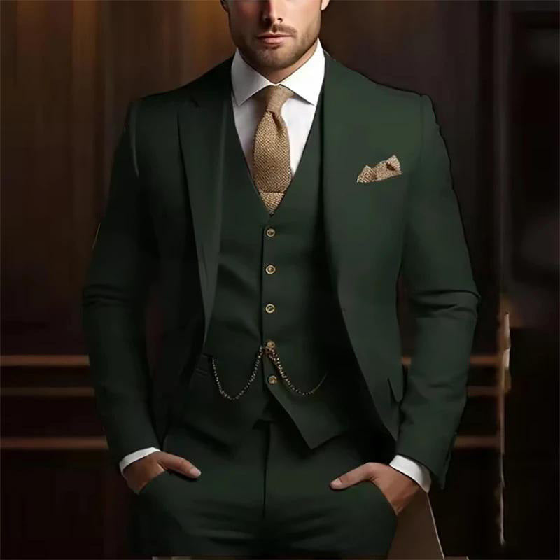 Men's High-grade Gentleman Temperament Slim Suit Three-piece Suit - cas7m