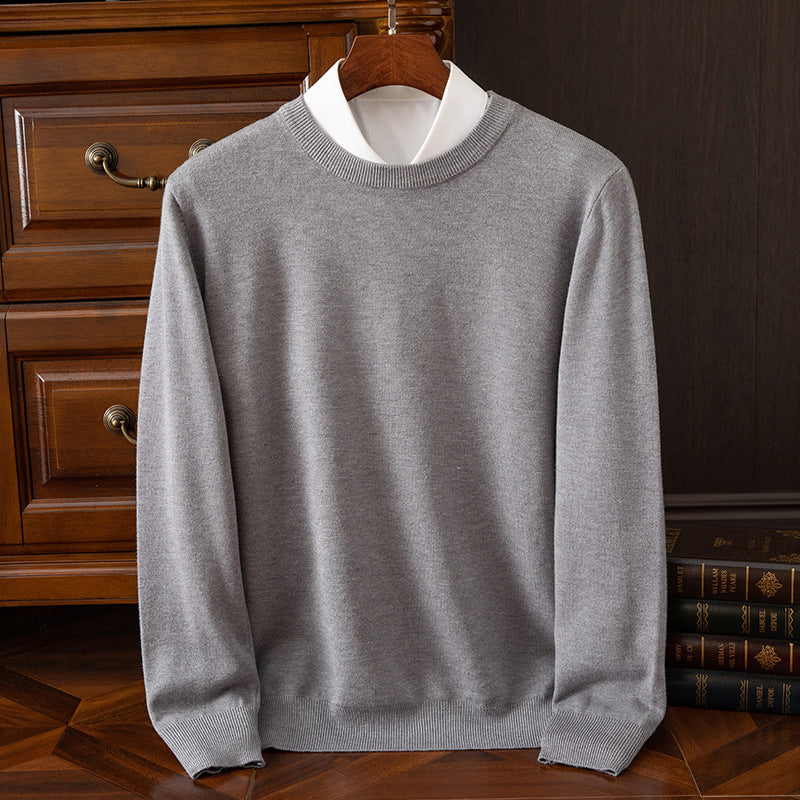 Round Neck Pullover Bottoming Shirt Casual Business Loose Long Sleeve Sweater - cas7m