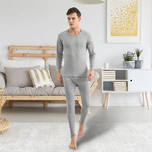Men Thermal Underwear Set Long Johns Pants Long Sleeve Soft Underwear Kit Top Bottom Winter Sports Suits - cas7m