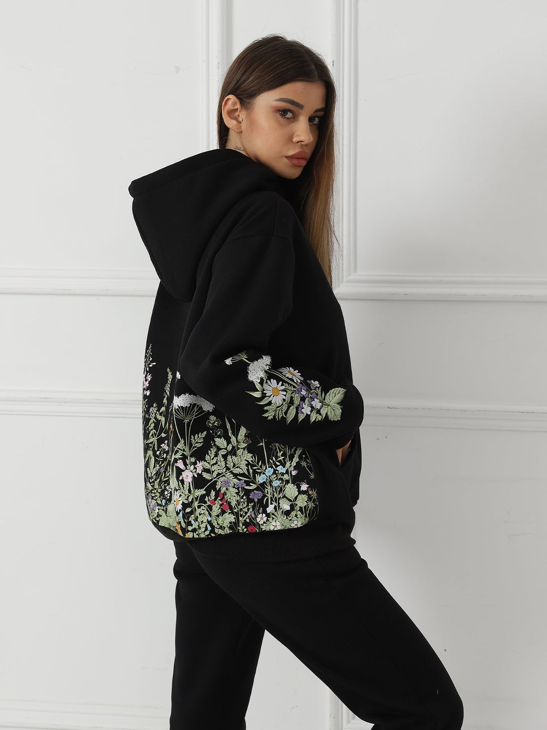Ladies' Floral Print Long Sleeve Sweatshirt