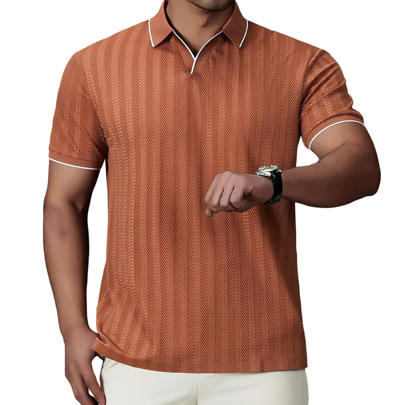 Men's Short-sleeved Polo Shirt Casual Ice Silk Thin T-shirt - cas7m