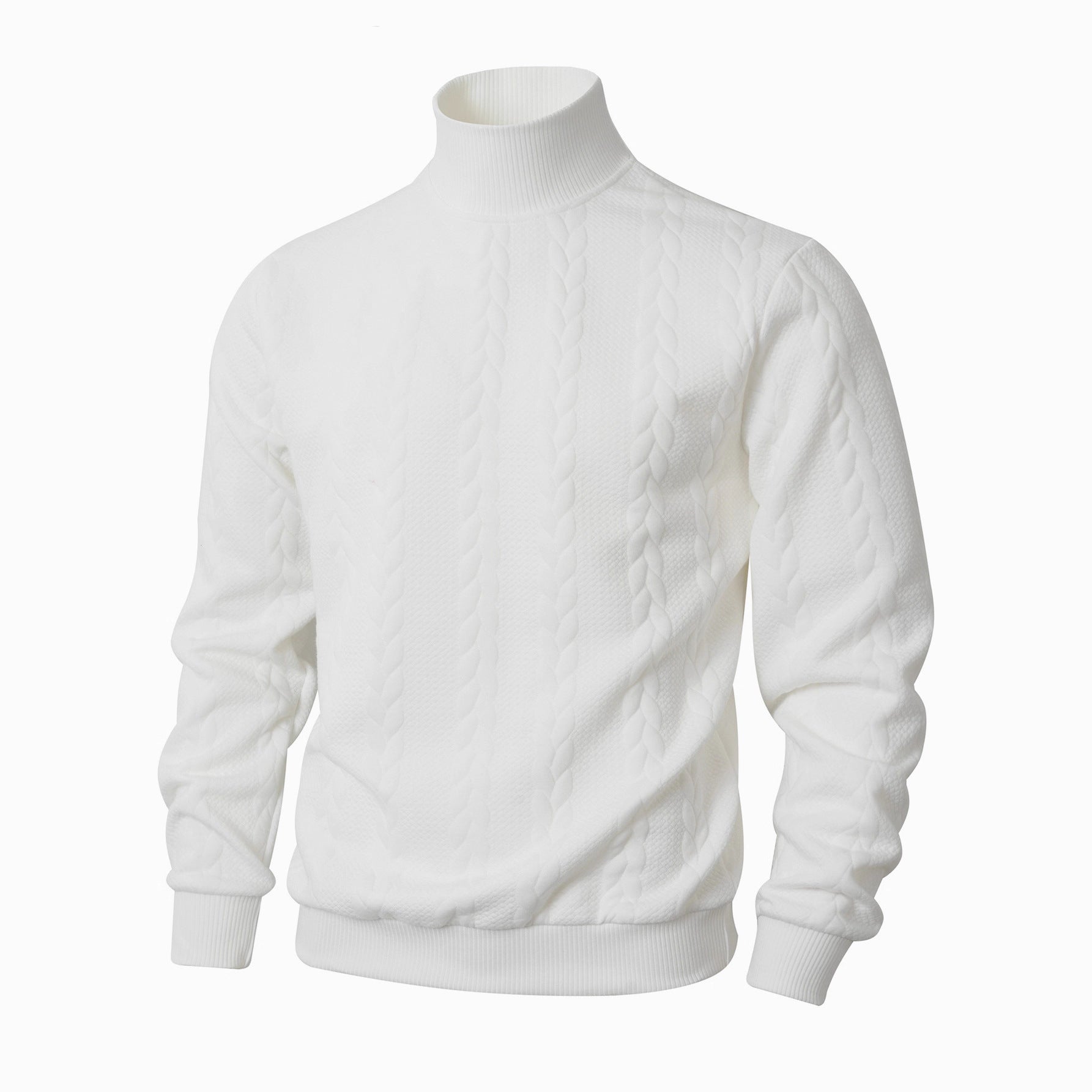 Knitted Solid Color Men's Fashion Jacquard High Collar Warm Sweater - cas7m