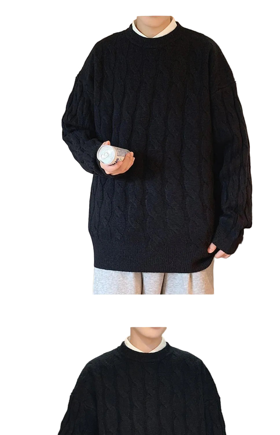 Loose Base Twist Round Neck Sweater Hand-woven Sweater - cas7m