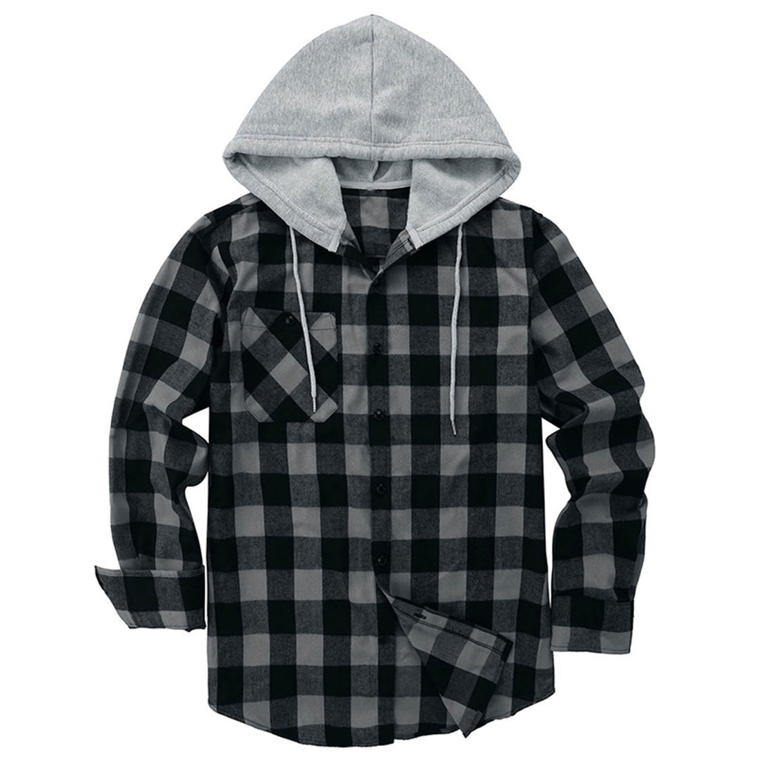Hooded Plaid Shirt Men's Casual - cas7m