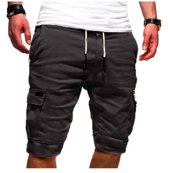 Men's Solid Color Sports Shorts Loose Tether Sports Casual Five-Point Pants Men - cas7m
