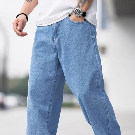 Men's Denim Loose Straight Casual Trousers - cas7m