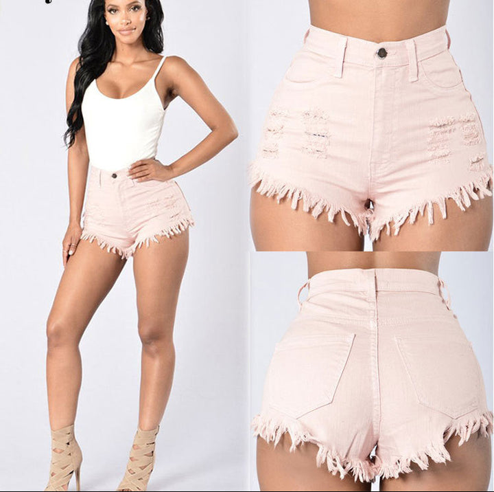 Stretch Sexy Frayed Denim Shorts Women's Hot Pants - cas7m