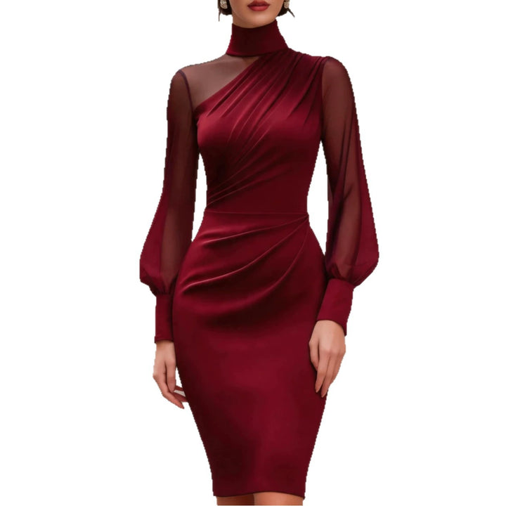 Turtleneck Slim-fit Sheath Dress - cas7m