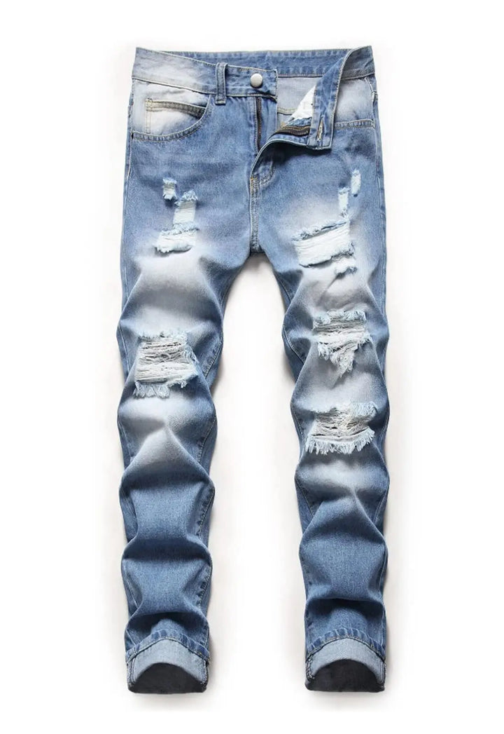 Boys Slim Stretch Ripped Jeans Light Blue