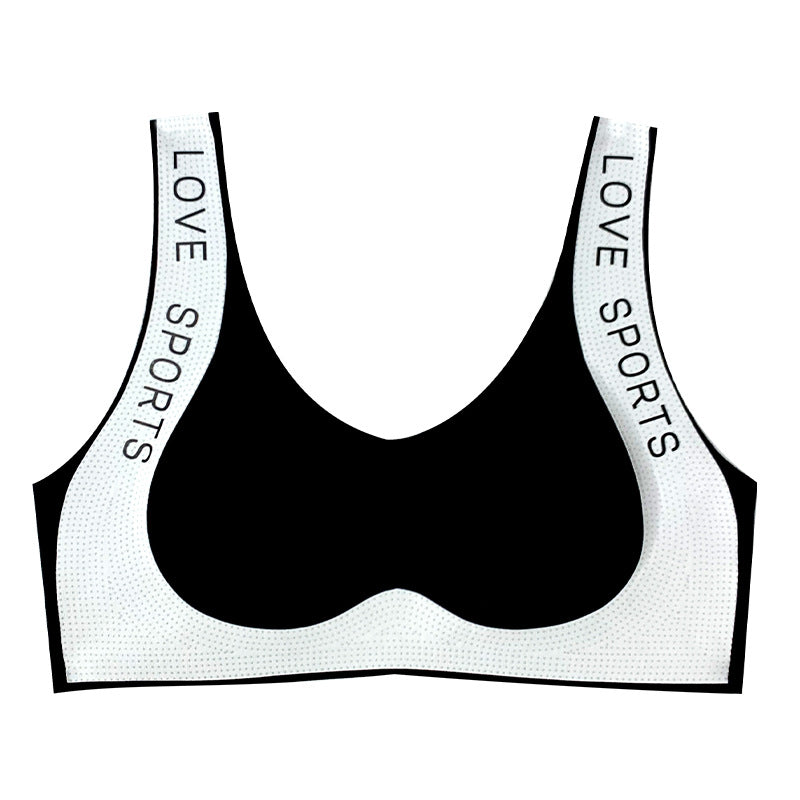 Letter Wide Shoulder Strap Small Chest Gathering Bras Breathable - cas7m
