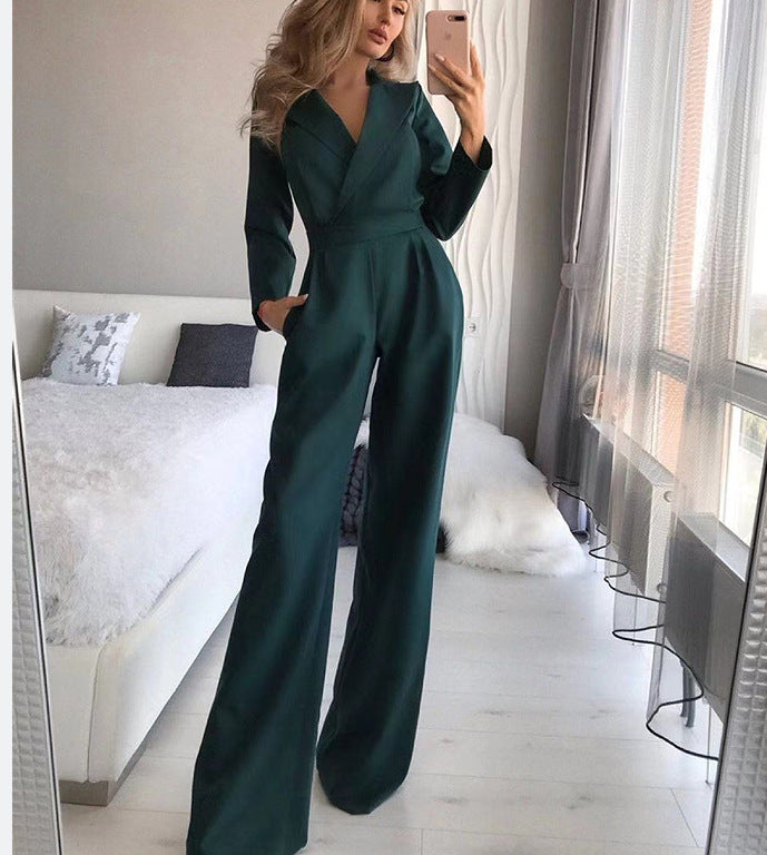 Women's Jumpsuit Spring Solid Color Slim Bodysuit Ladies New Style - cas7m