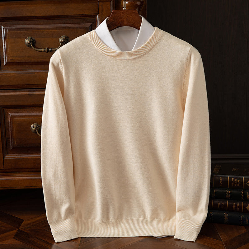 Round Neck Pullover Bottoming Shirt Casual Business Loose Long Sleeve Sweater - cas7m