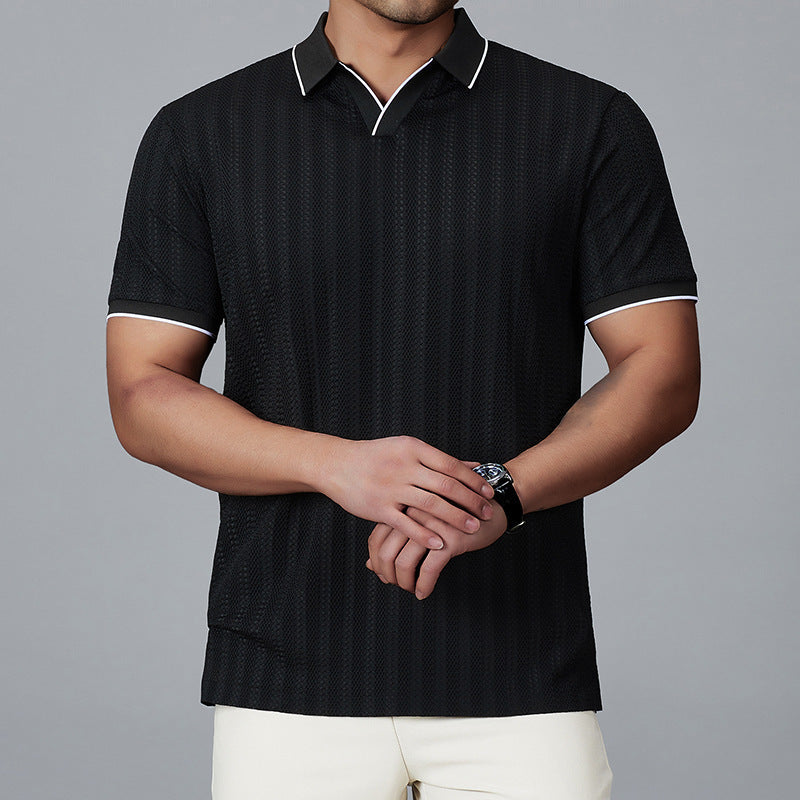Men's Short-sleeved Polo Shirt Casual Ice Silk Thin T-shirt - cas7m
