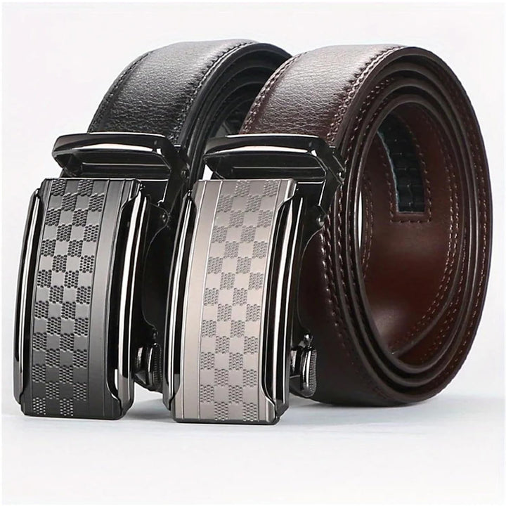 Men Belt Leather Belt For Men With Anti-Scratch Buckle Control Design For Formal Work Or Casual - cas7m