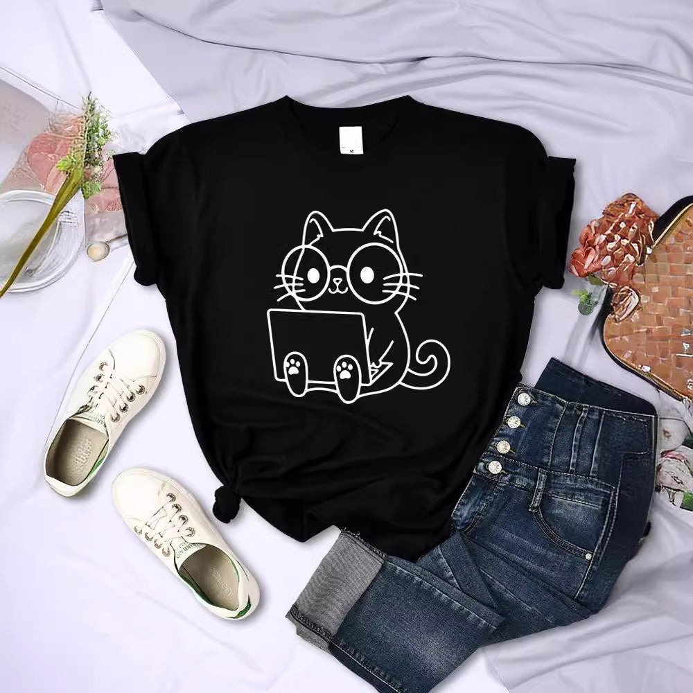 European And American Digital Printing Casual Short-sleeved T-shirt - cas7m