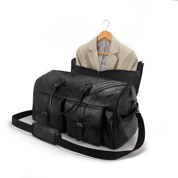 Travel Convenient Portable Garment Bag PU Leather Luggage Bag - cas7m