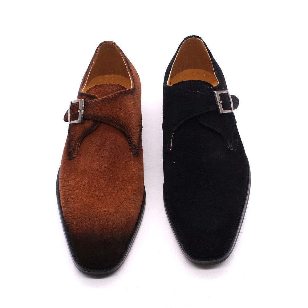 Suede Handmade Men's Shoes Leather Brown Business Casual Classic Retro - cas7m