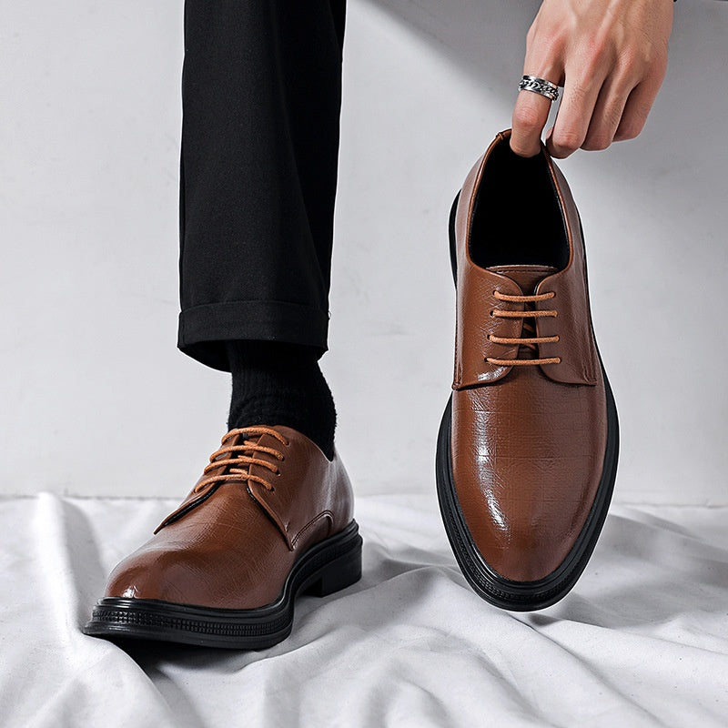 Business Formal Wear British Commuter Leather Black Leather Shoes - cas7m
