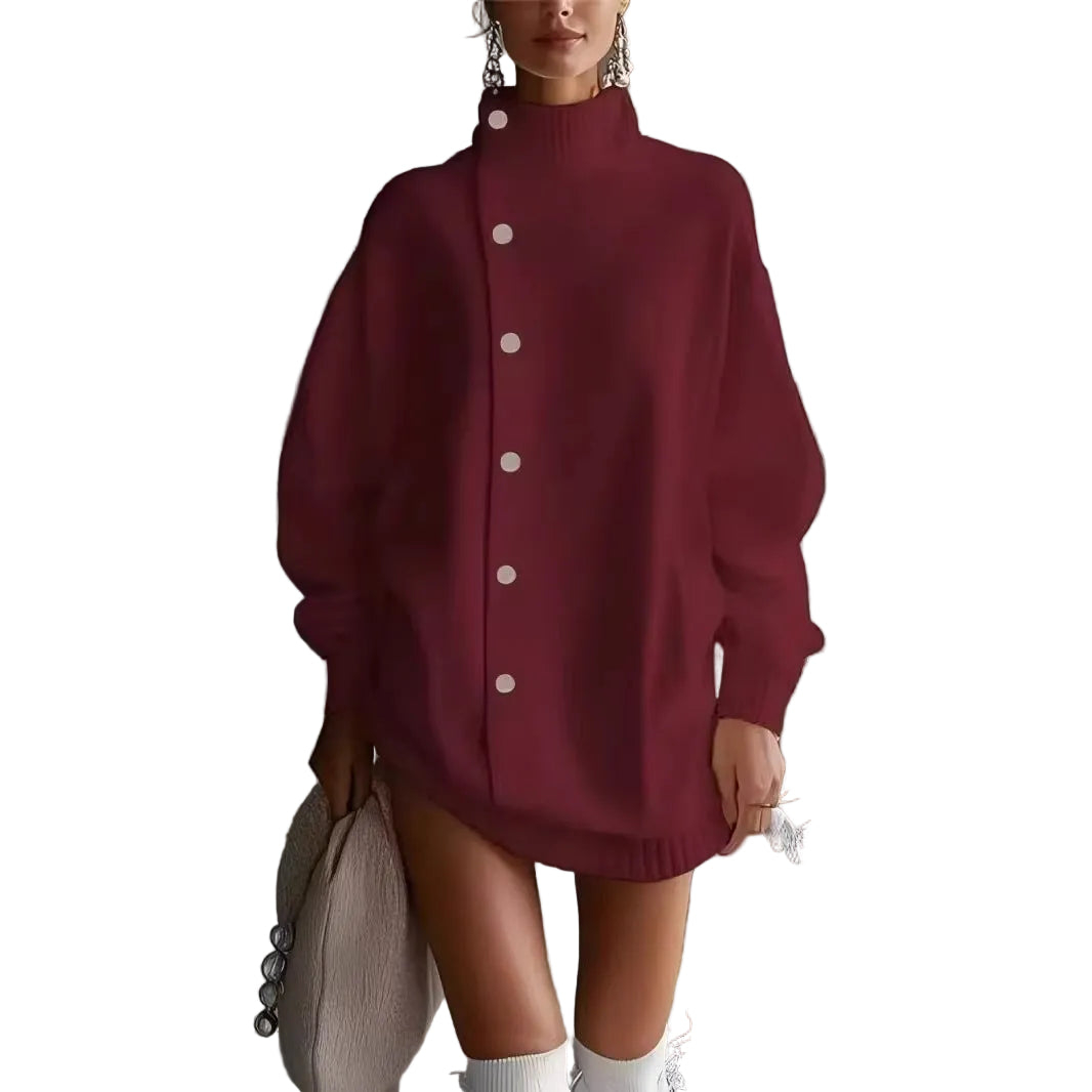 Womens Turtleneck Sweater Cardigan Knitted Outerwear For FallWinter - cas7m