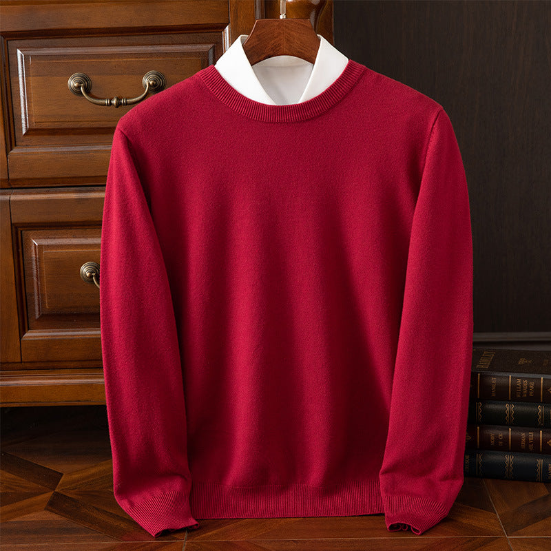 Round Neck Pullover Bottoming Shirt Casual Business Loose Long Sleeve Sweater - cas7m