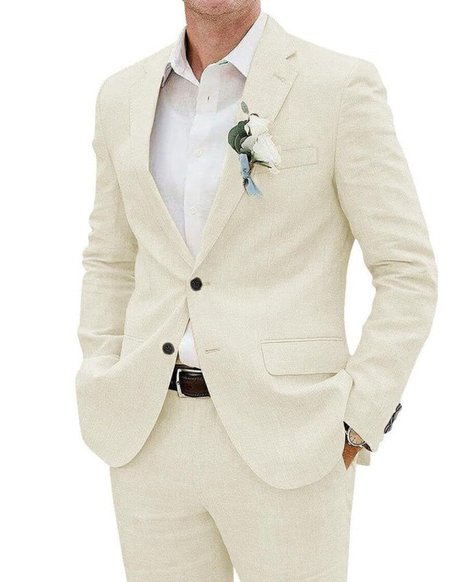 Men's Suit Casual Men's Linen Business Banquet Two-piece Suit - cas7m