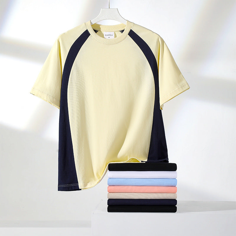 Combed Cotton Double Yarn Drop Shoulder Short Sleeve Matching Couple T-shirt - cas7m