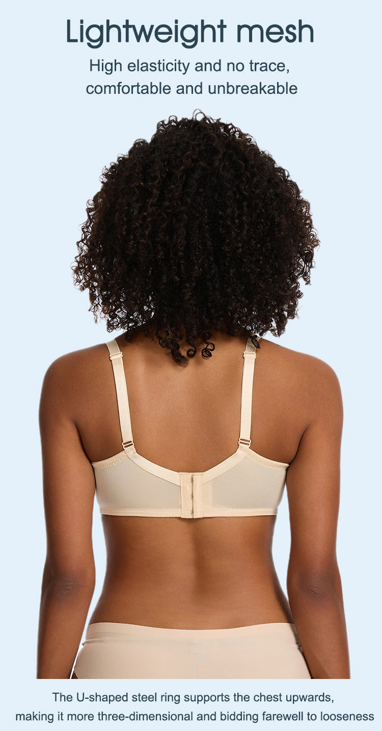 Ultra-Thin Mesh Nylon Bra with Fixed Straps - Skin, Black, Gray - cas7m