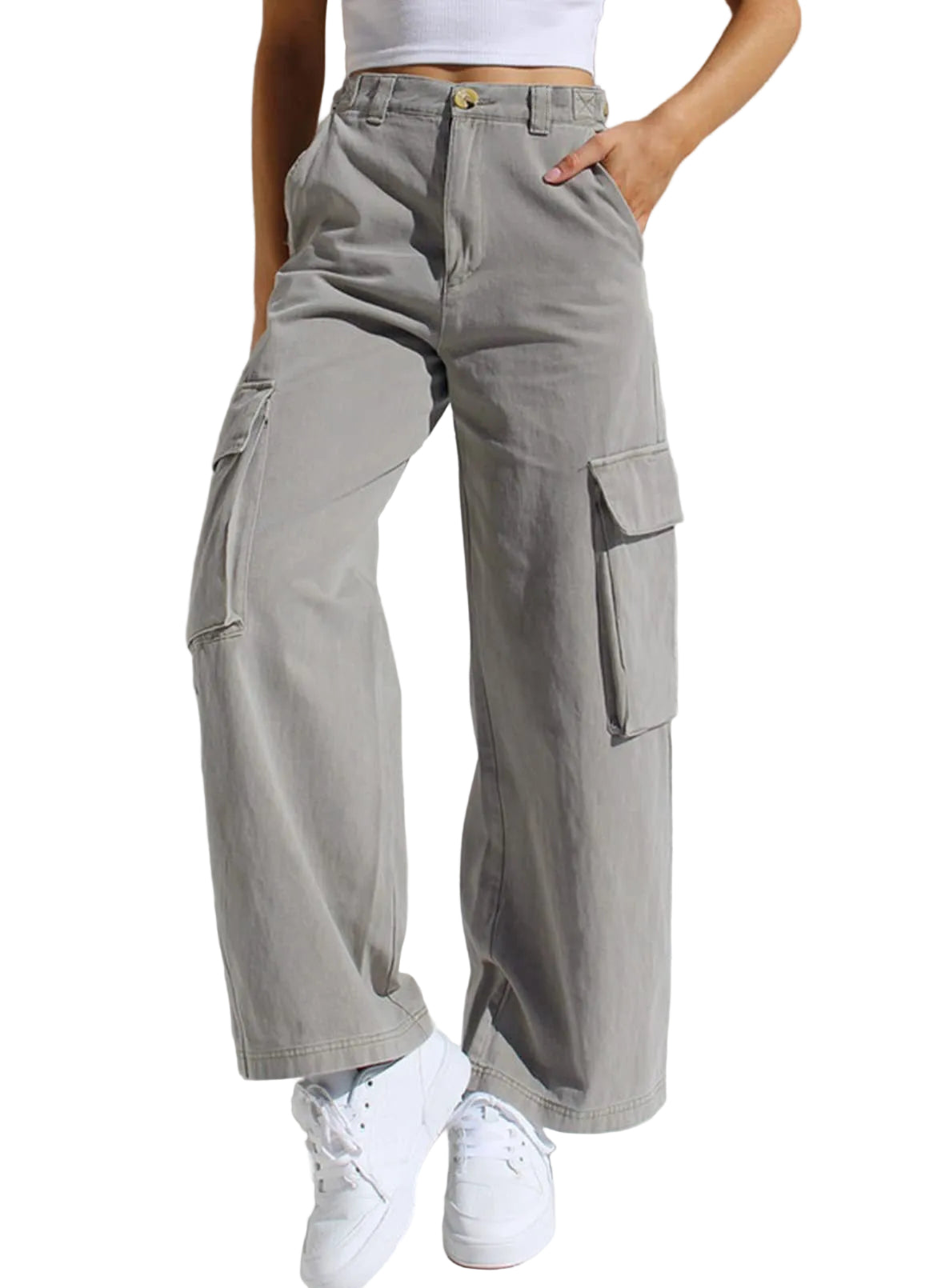 Women's Multi-pocket Workwear Loose Casual Denim Trousers - cas7m