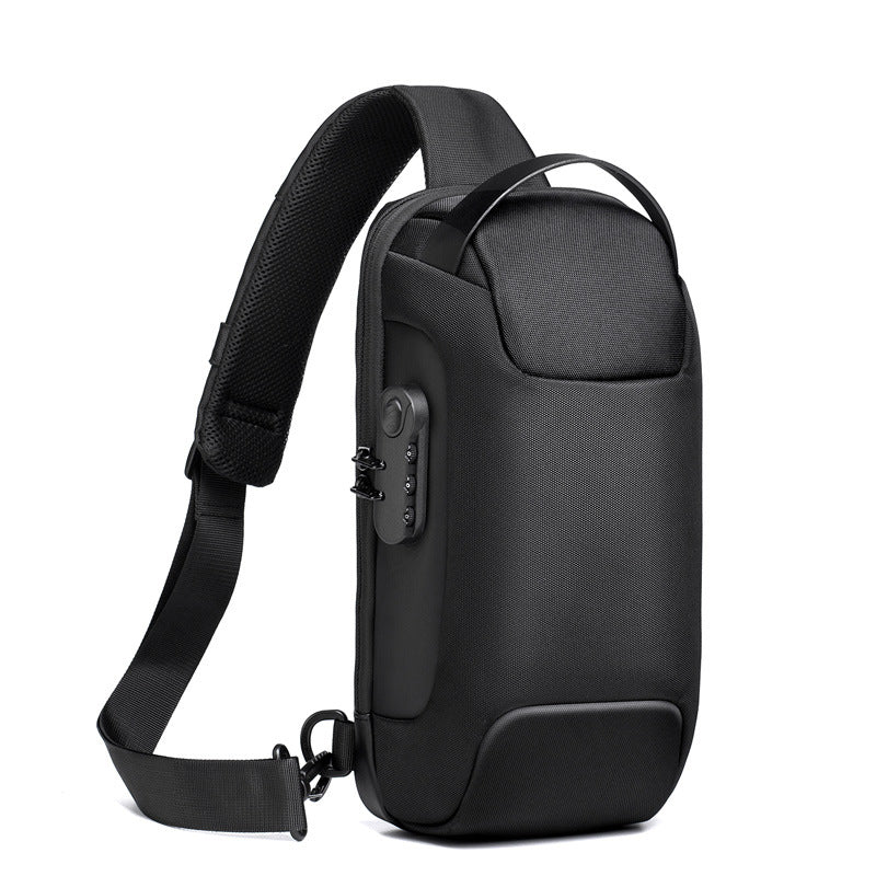 Waterproof USB Anti-theft Bag Men Oxford Crossbody Shoulder Bag Sling Multifunction Short Travel Messenger Chest Pack - cas7m