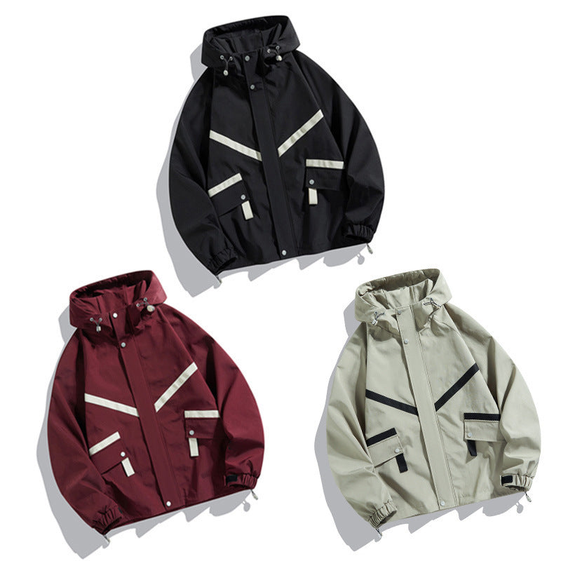 Hooded Jacket Waterproof Fashionable Jacket Outdoor Leisure Couple's Tops - cas7m