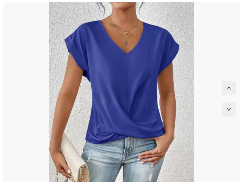 Fashion V-neck Short-sleeve T-shirt Summer Casual Irregular Knot Top For Women Clothing - cas7m
