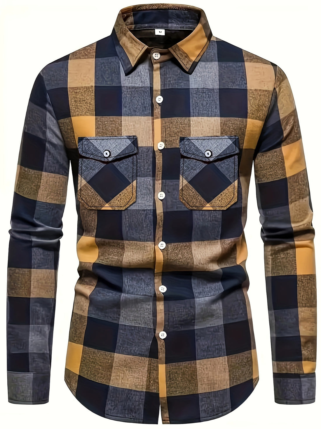 Mens Stylish Long-Sleeve Lapel Shirt - cas7m