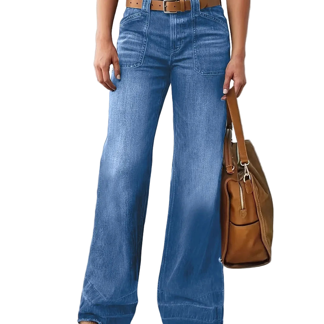 Retro High Waist Straight Loose Slimming And All-matching Jeans - cas7m