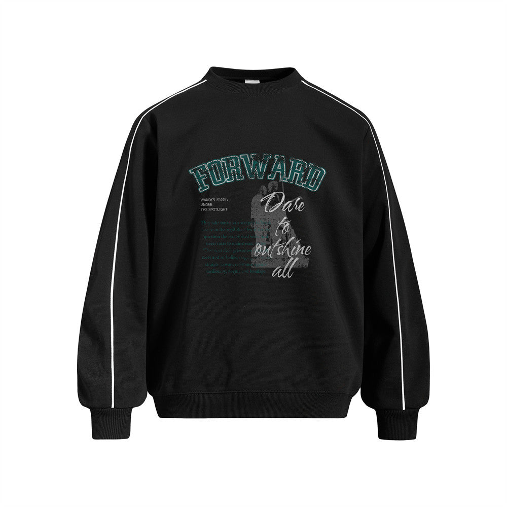 Men's Street Casual Letter  Silhouette Print Long Sleeve Crew Neck Pullover Sweatshirt