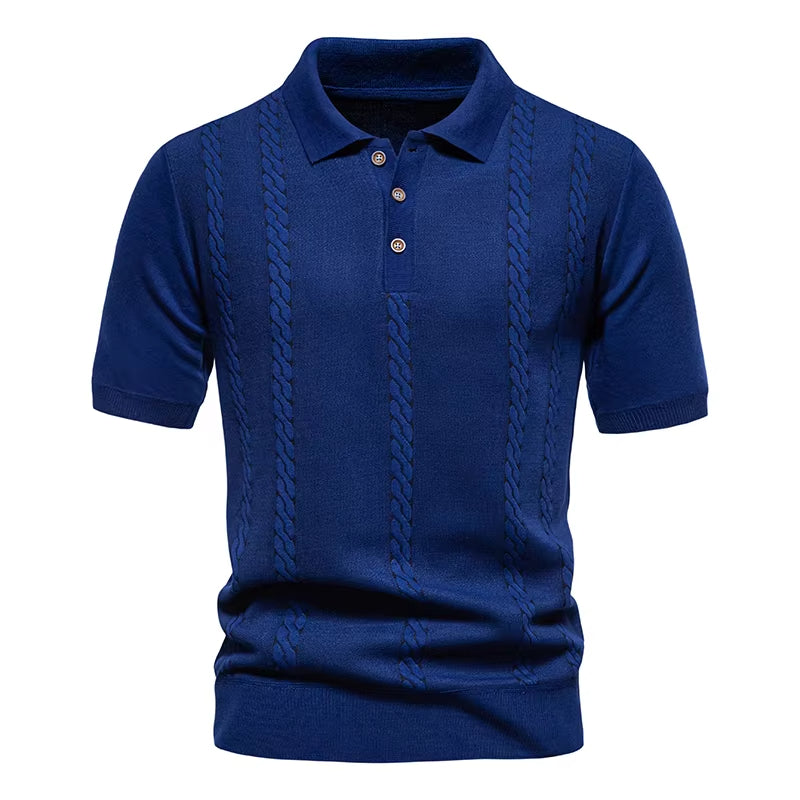 New Fashion Mens Knitted Polo Shirt Short-Sleeve - cas7m