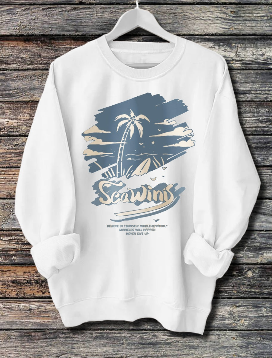 Women's Long Sleeved Printed Hoodie - cas7m