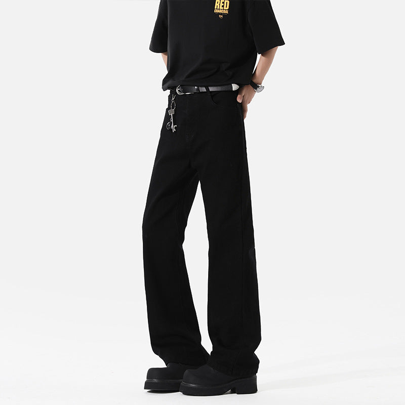Spring And Autumn Elastic Black Bootcut Denim Jeans - cas7m
