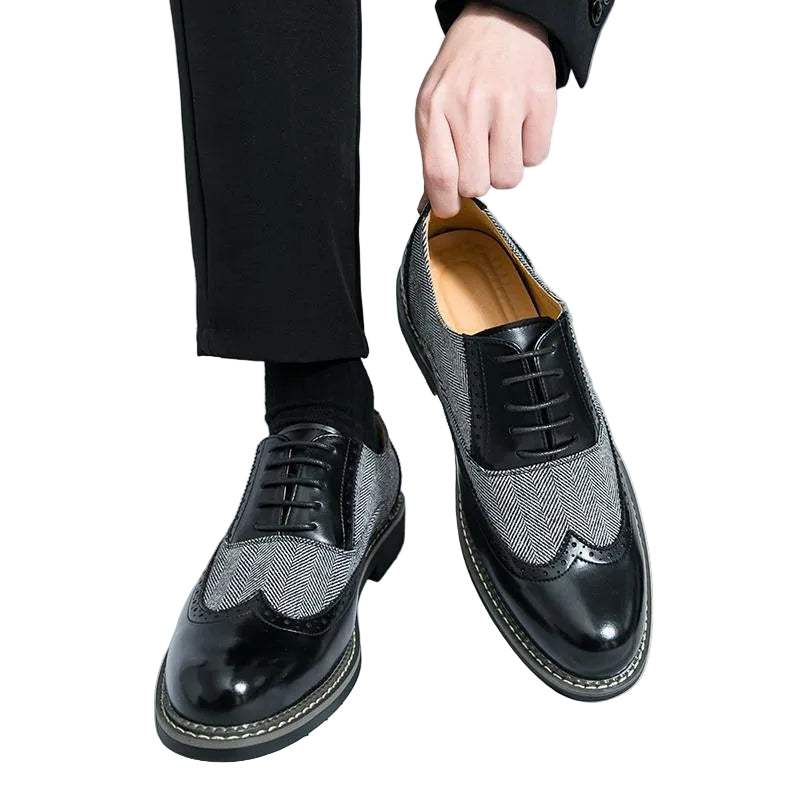 Fashion Brogue Men's Korean-style Casual Formal Wear Leather Shoes - cas7m