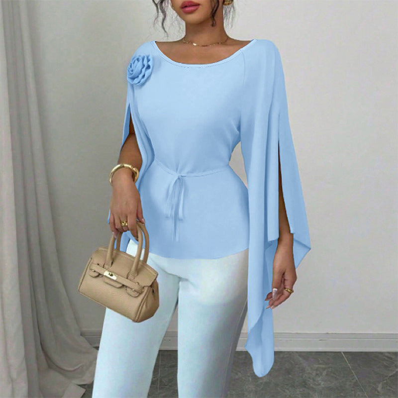 Elegant And Stylish Split Long-sleeve Shirt For Women - cas7m