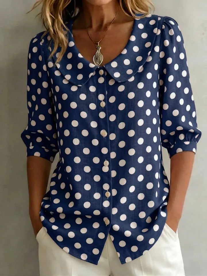 Retro Polka Dot Pattern Womens Shirt - cas7m