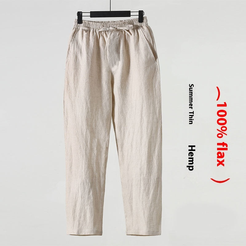 Cotton Linen Cropped Men's Casual Pants Style - cas7m