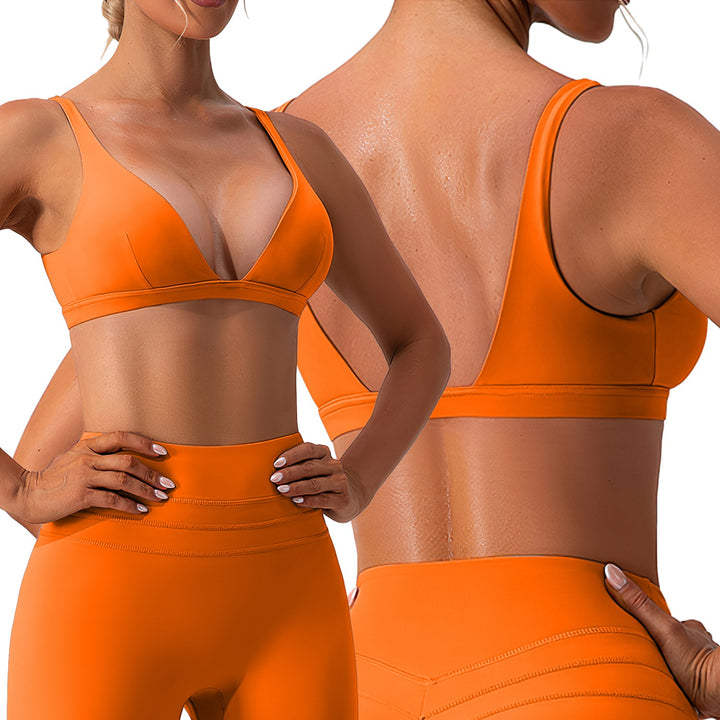 Sexy V-Neck U-Back Breathable Sports Bra - 5 Colors, S-XL - cas7m