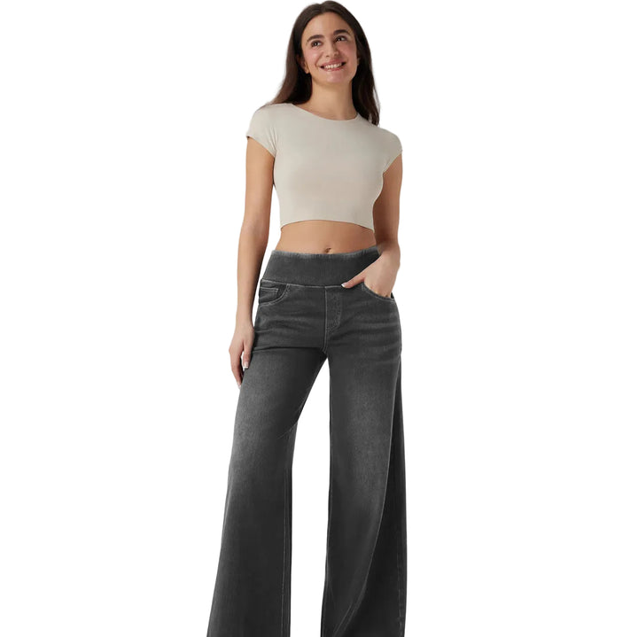 High-waisted Loose-fit Stretchy Wide-leg Jeans For Women - cas7m
