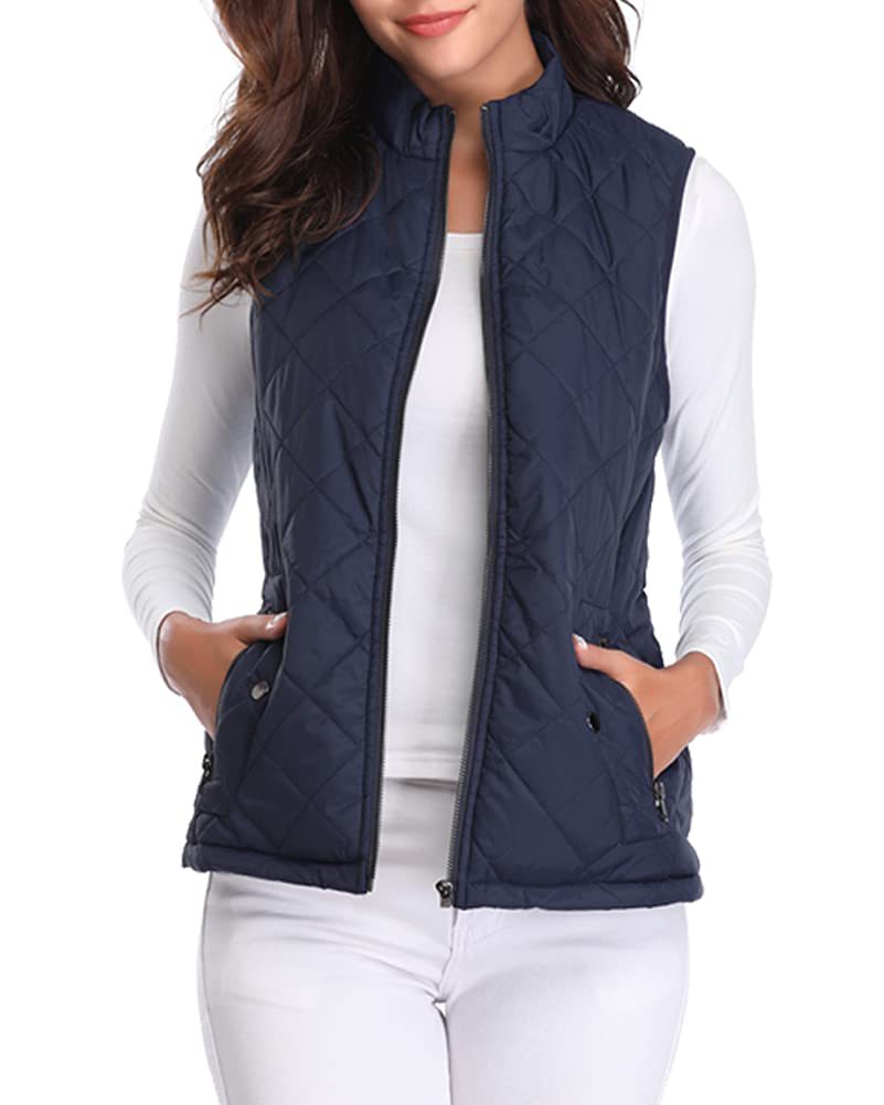 Women's Cotton Vest Stand Collar Zipper Pocket Warm - cas7m