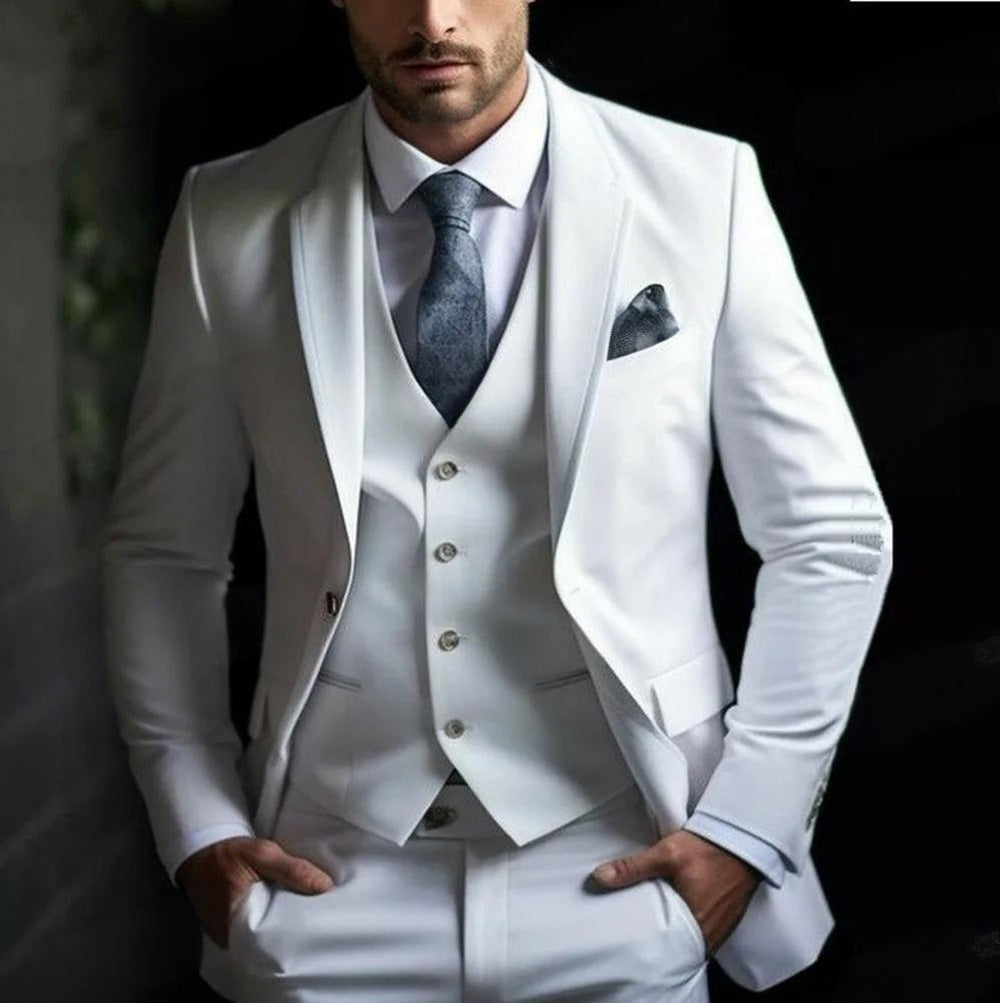 Men's Three-piece Suit Solid Color High Sense - cas7m