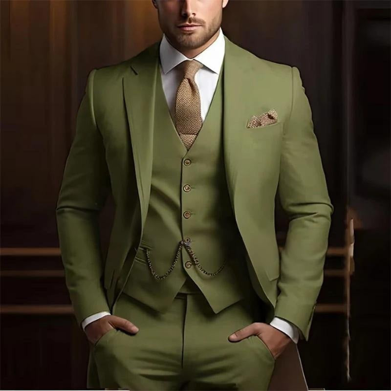 Men's High-grade Gentleman Temperament Slim Suit Three-piece Suit - cas7m
